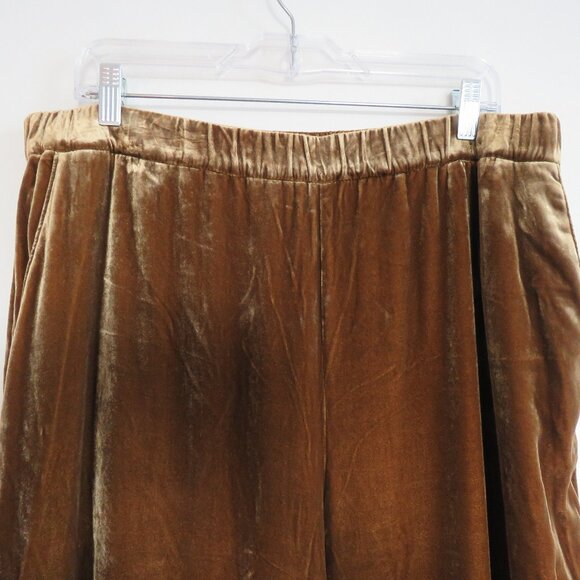 FAHERTY Silk Velvet Genevieve Pull On Wide Leg Pants in Breen Gold Bronze Sz XL - Picture 4 of 13